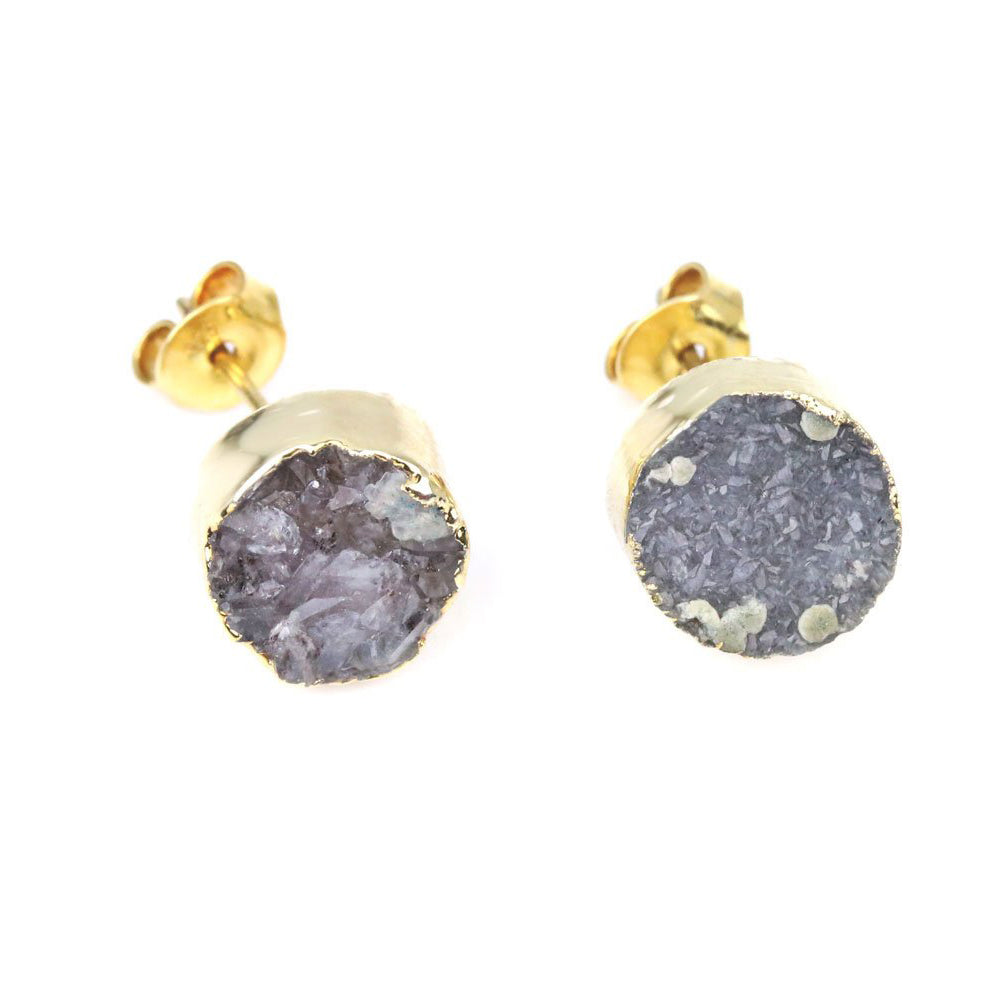 Agate Druza Earrings - Silver Gold Plated